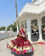 Red Digital Print Lehenga with Mirror Work and Gota Patti Detailing colour variant view