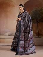 Black Georgette Saree - side drape view