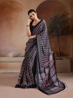 Black Georgette Saree - blouse and border close-up