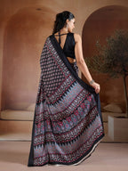 Black Georgette Saree - embroidery work detail
