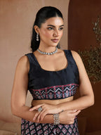 Black Georgette Saree - pallu design detail