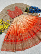 Chinon Silk Lehenga Choli with Sequins Work for Party Wear fabric texture detail