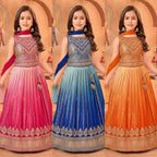 Chinon Silk Lehenga Choli with Sequins Work for Party Wear full drape view
