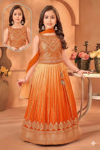 Chinon Silk Lehenga Choli with Sequins Work for Party Wear embroidery close-up