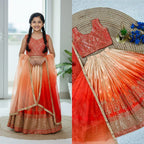 Chinon Silk Lehenga Choli with Sequins Work for Party Wear fabric texture detail