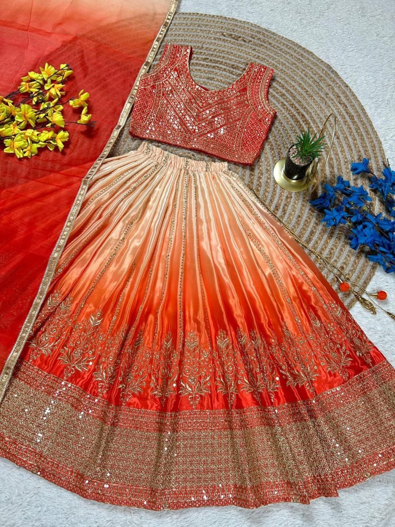 Chinon Silk Lehenga Choli with Sequins Work for Party Wear colour variant view