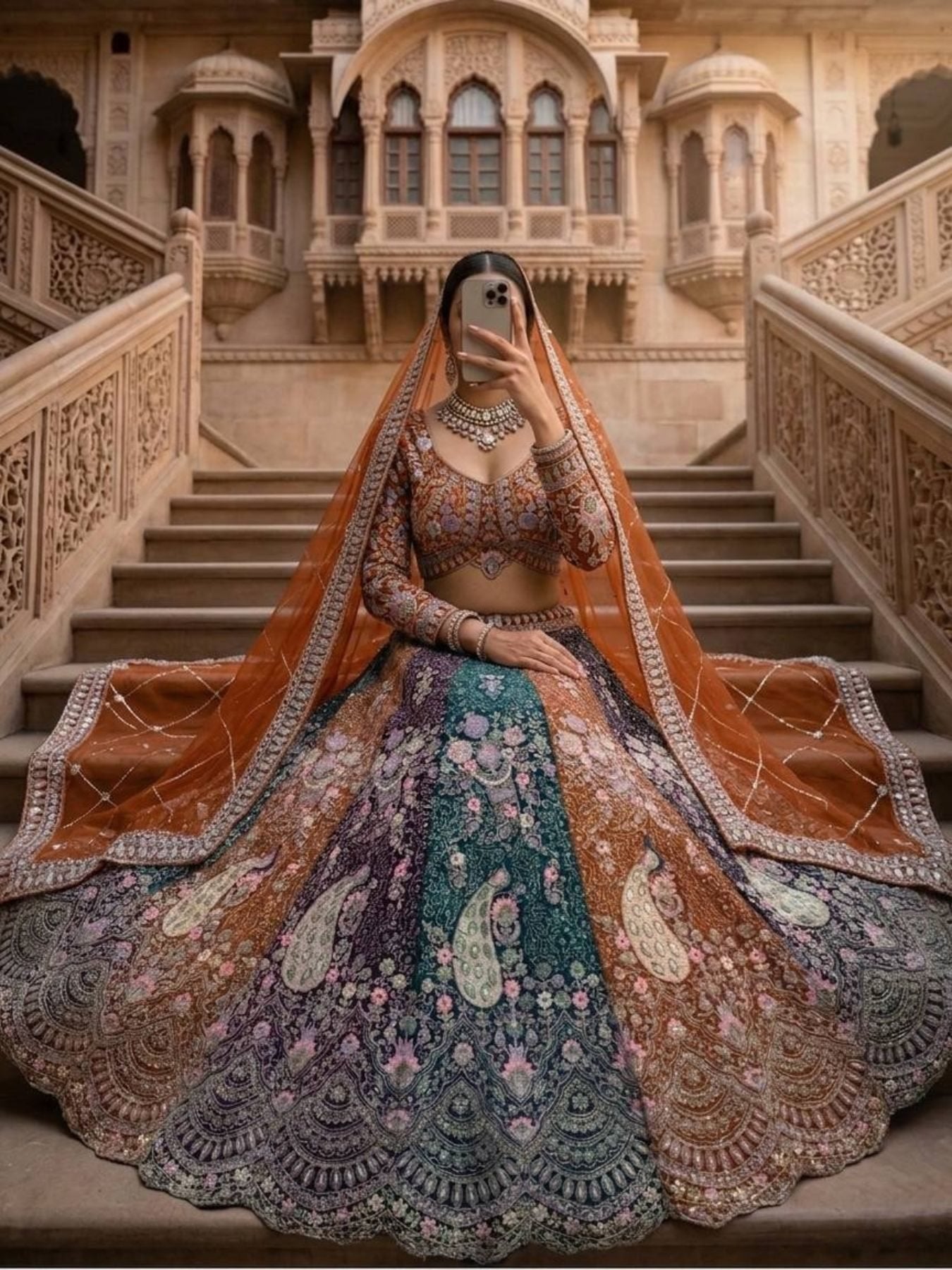 Orange Soft Butterfly Net Lehenga Choli with Heavy Sequins Embroidery for women | Snyvia