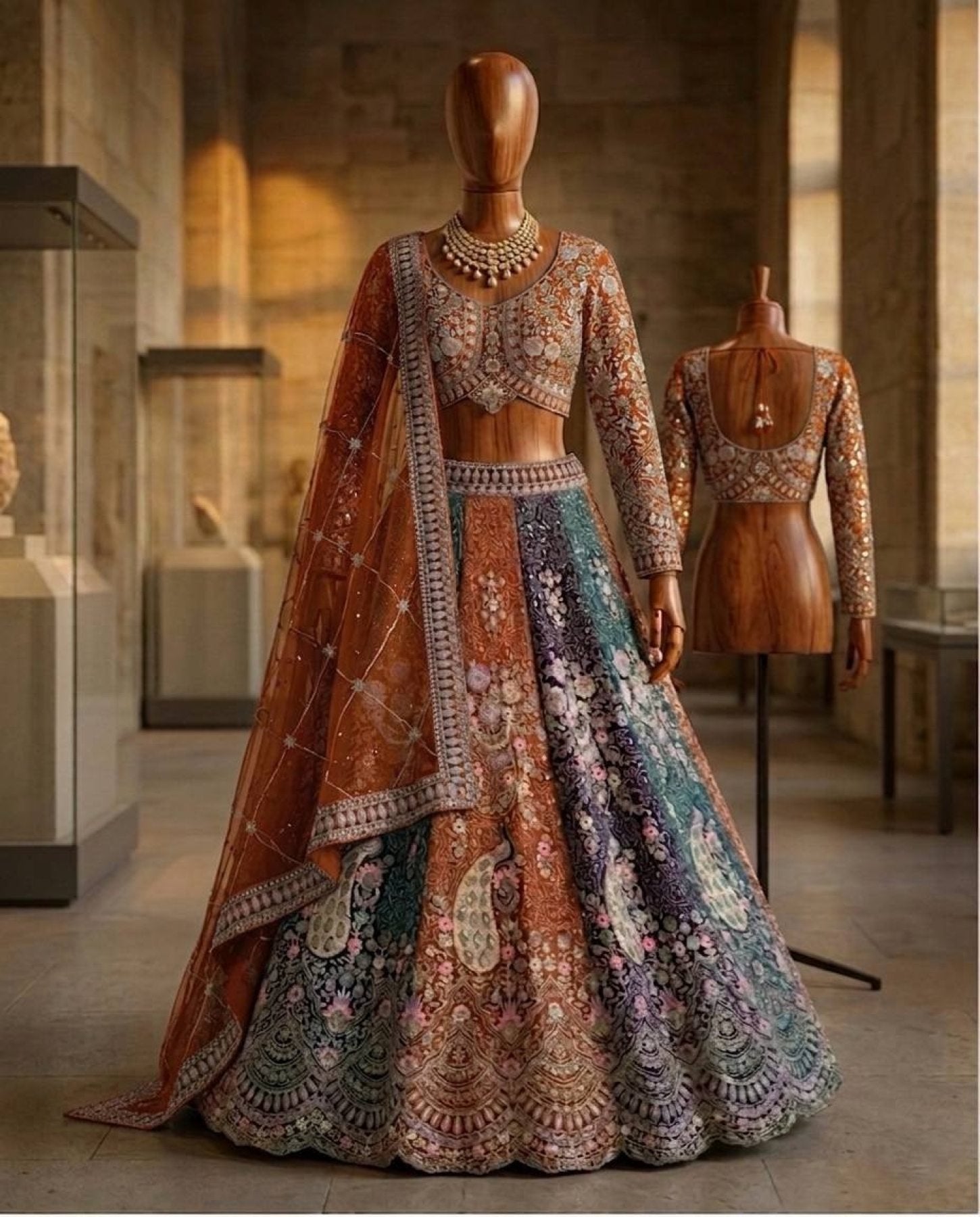 Soft Butterfly Net Lehenga Choli with Heavy Sequins Embroidery detailed view