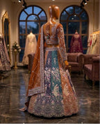 Soft Butterfly Net Lehenga Choli with Heavy Sequins Embroidery fabric texture detail