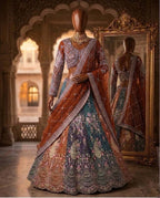 Soft Butterfly Net Lehenga Choli with Heavy Sequins Embroidery back view