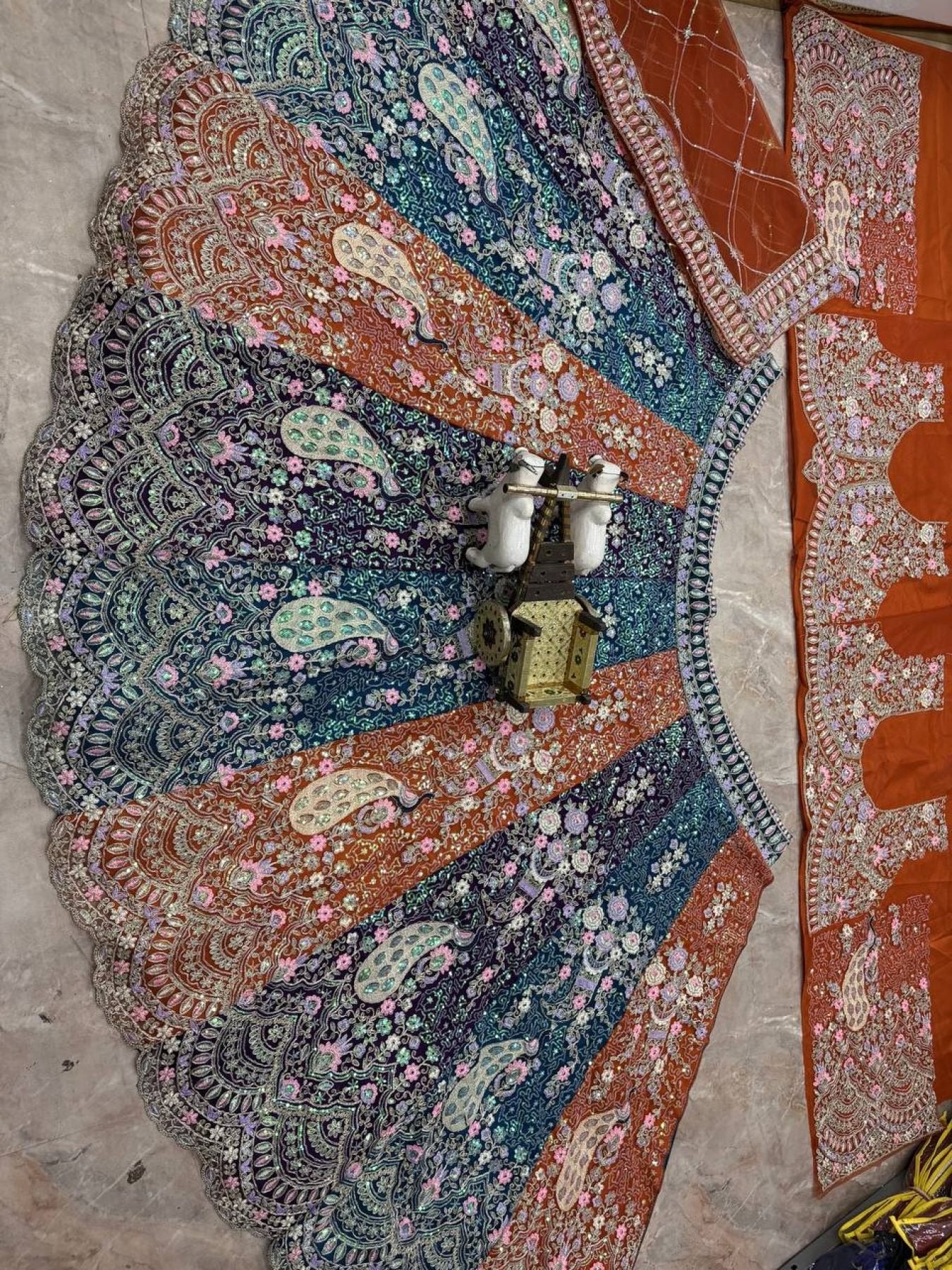 Soft Butterfly Net Lehenga Choli with Heavy Sequins Embroidery blouse and dupatta detail