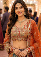 Soft Butterfly Net Lehenga Choli with Heavy Sequins Embroidery blouse and dupatta detail