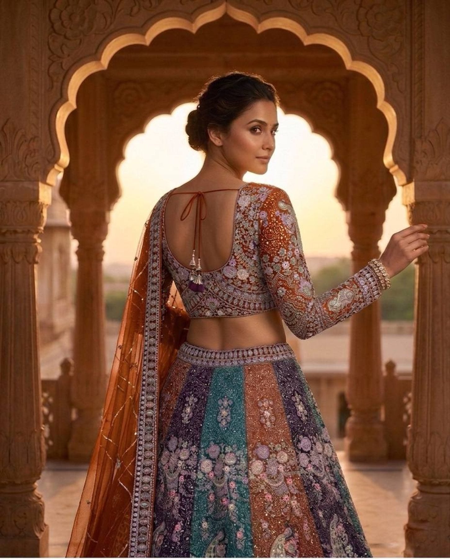 Soft Butterfly Net Lehenga Choli with Heavy Sequins Embroidery fabric texture detail