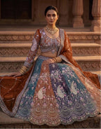 Soft Butterfly Net Lehenga Choli with Heavy Sequins Embroidery back view