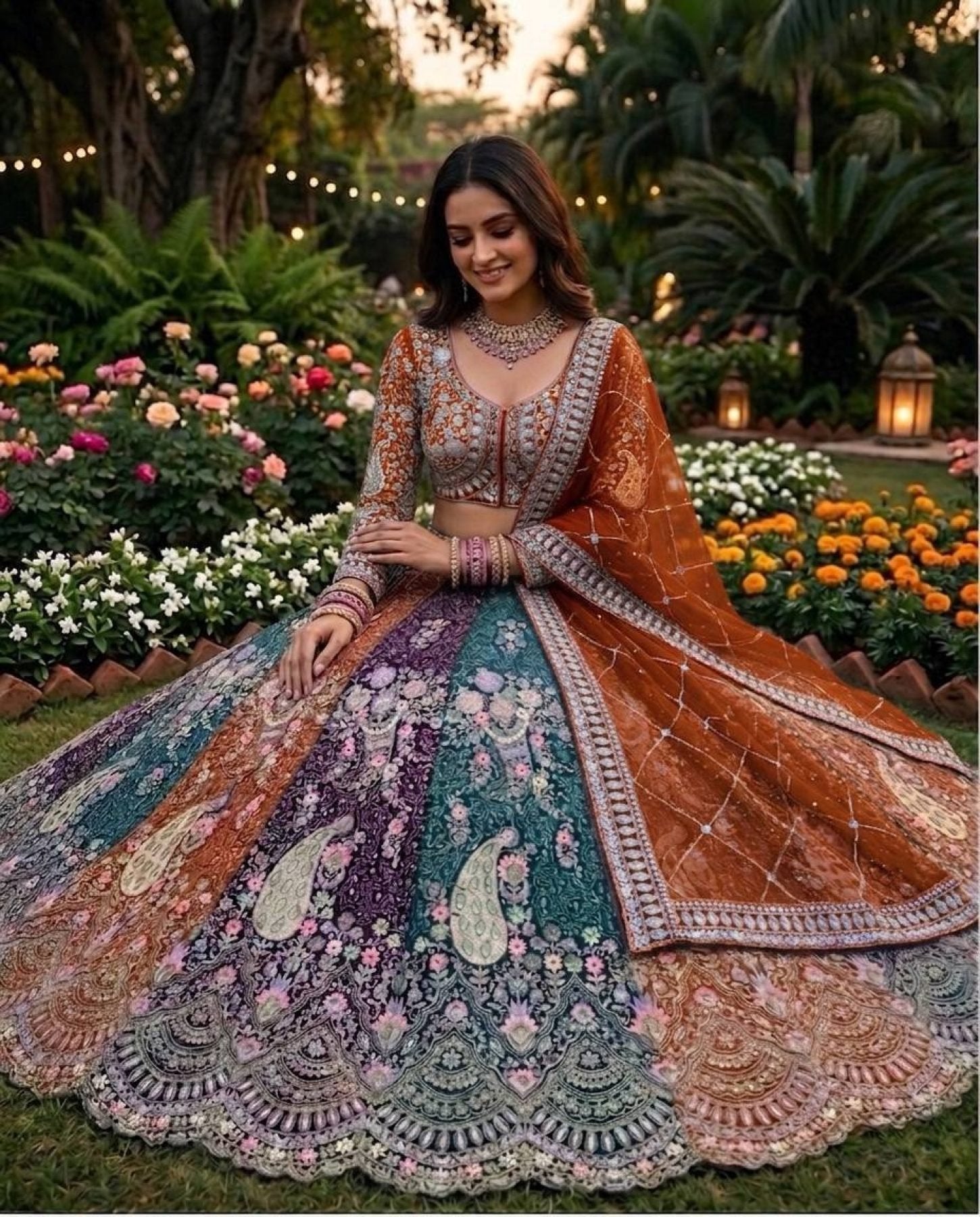 Soft Butterfly Net Lehenga Choli with Heavy Sequins Embroidery front view