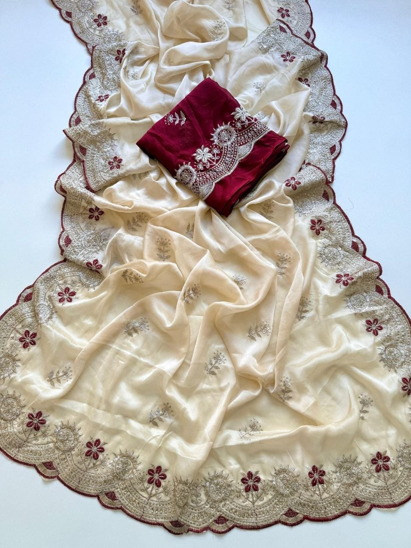 Cream Saree - full-length drape