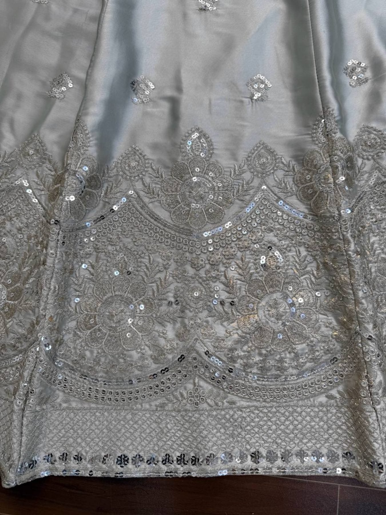 Grey Japan Satin Lehenga with Blouse Work for Wedding Wear colour variant view