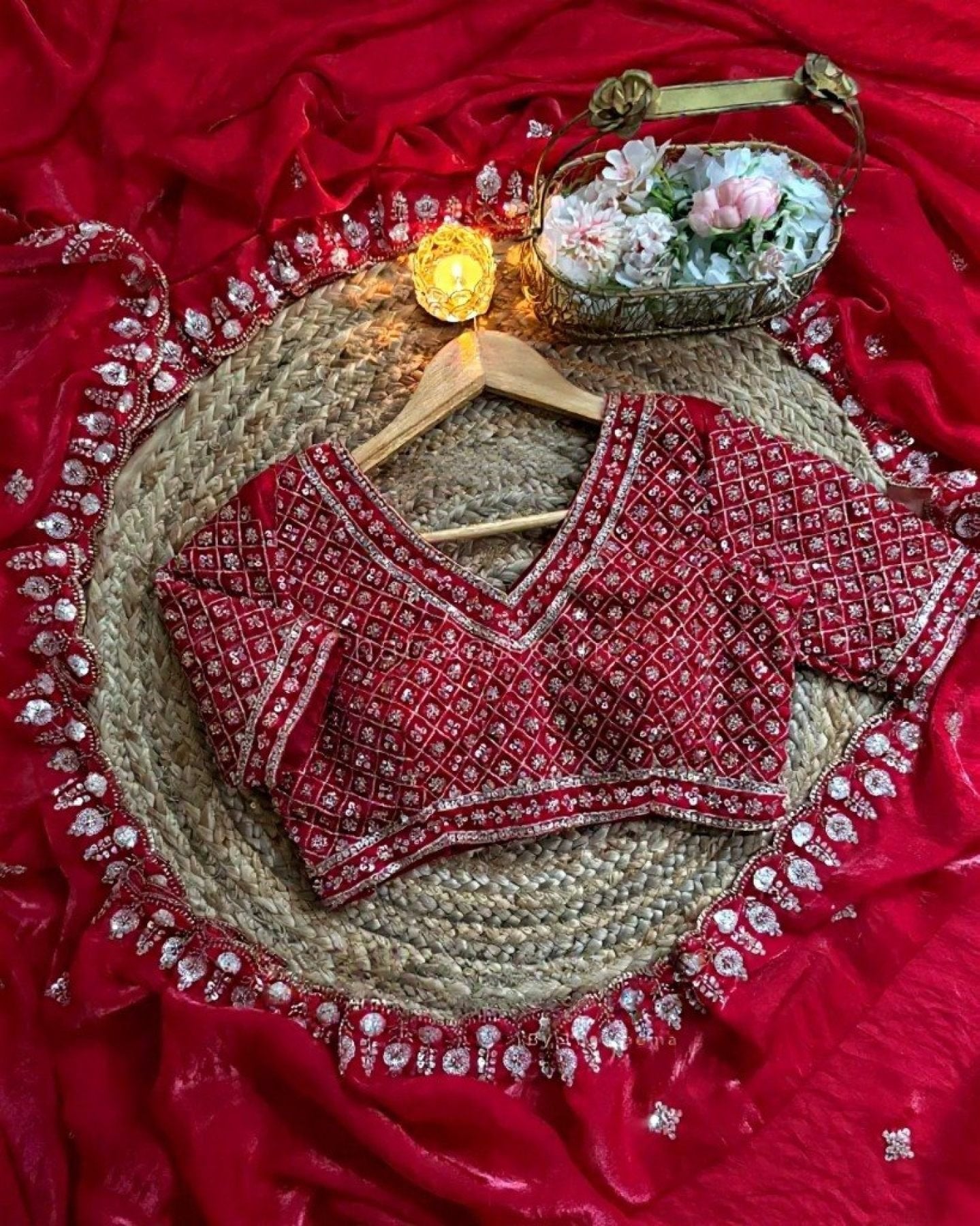 Red Saree - side drape view