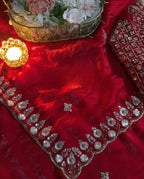 Red Saree - blouse and border close-up