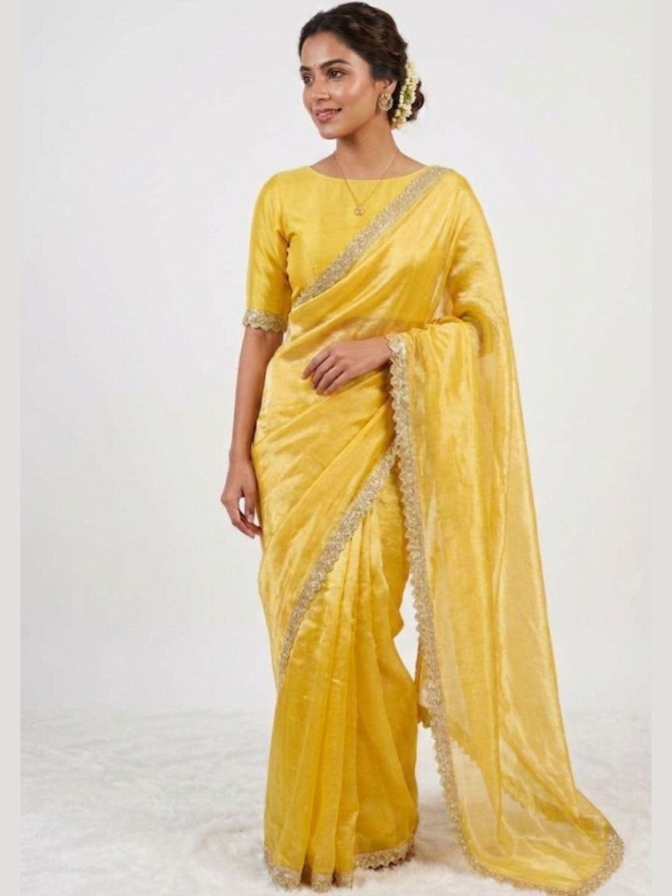 Yellow Saree for women - full front view | Snyvia