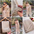 Beige Tissue Saree - detail view 12