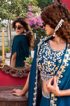 Wedding Special Vichitra Lehenga with Shrug Dupatta and Heavy Work styling view