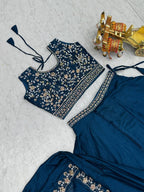Wedding Special Vichitra Lehenga with Shrug Dupatta and Heavy Work front view