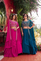 Wedding Special Vichitra Lehenga with Shrug Dupatta and Heavy Work styling view