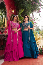 Wedding Special Vichitra Lehenga with Shrug Dupatta and Heavy Work colour variant view