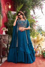 Wedding Special Vichitra Lehenga with Shrug Dupatta and Heavy Work embroidery close-up