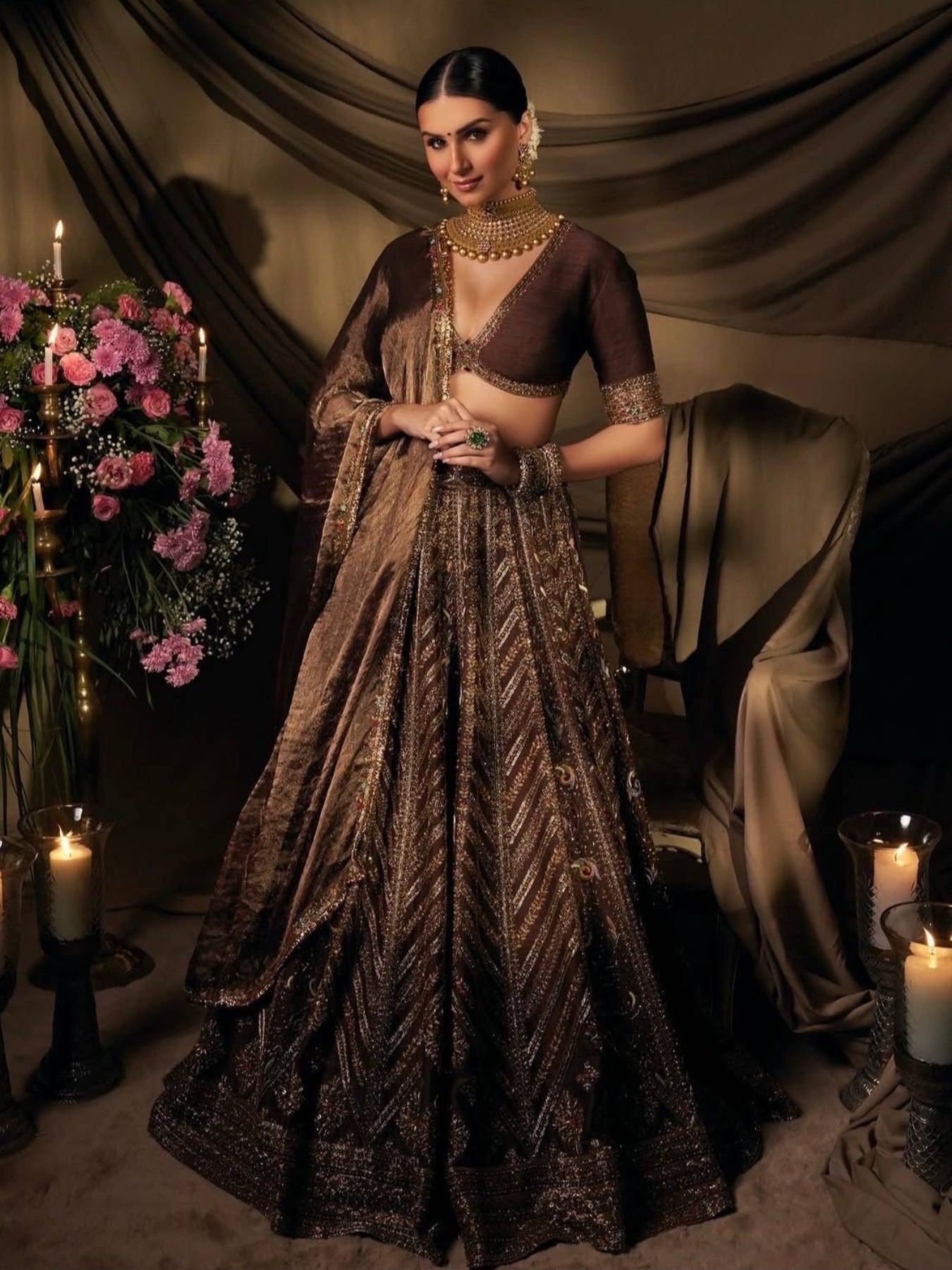 Thai Silk Bridal Lehenga with Heavy Embroidery and Glass Organza Dupatta for women | Snyvia