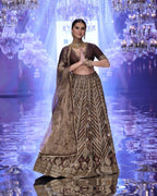 Brown Thai Silk Bridal Lehenga with Heavy Embroidery and Glass Organza Dupatta colour variant view