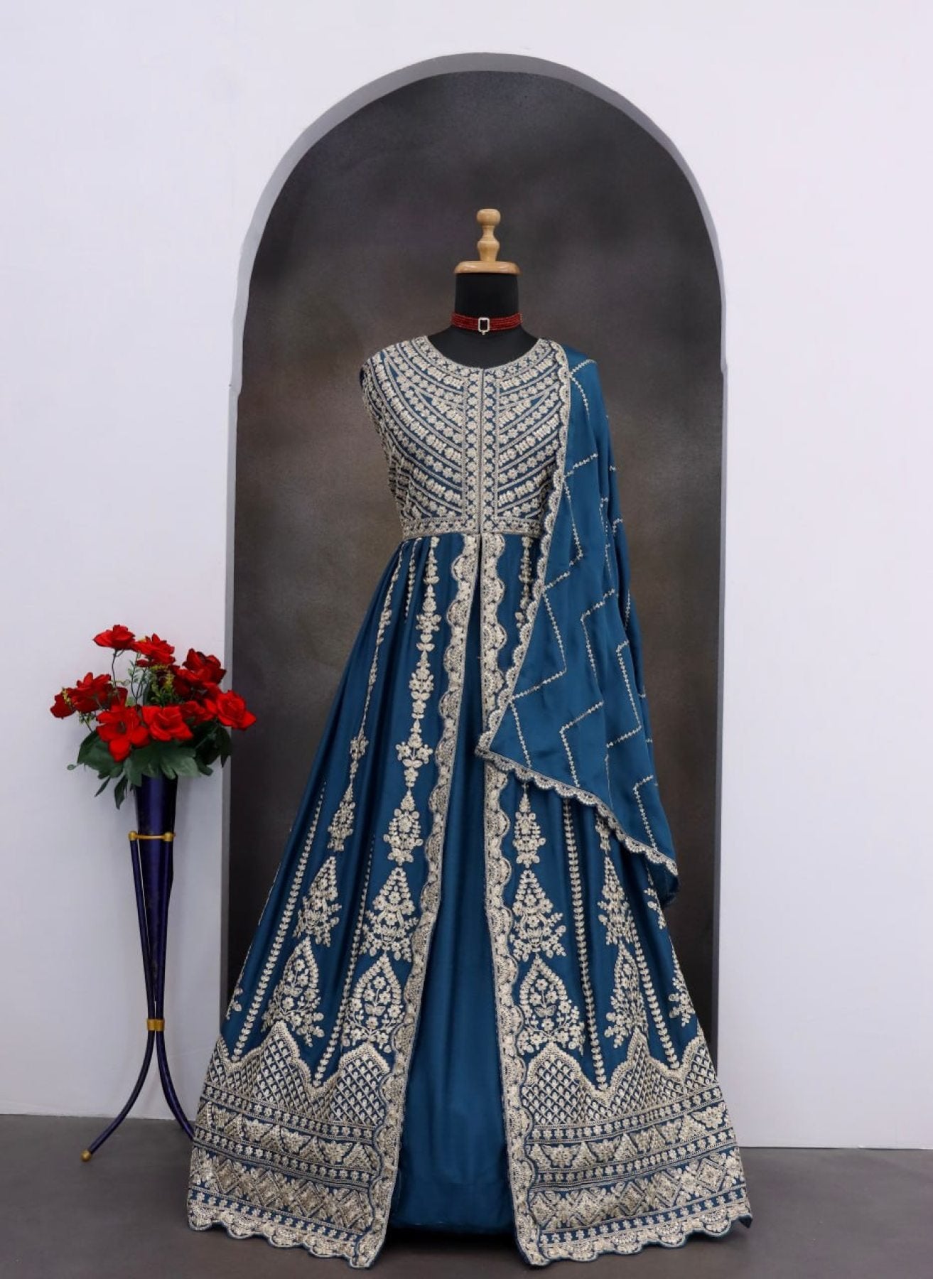 Anarkali Eid Special Lehenga Suit in Heavy Real Chinon with Sequence Embroi colour variant view