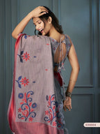 Linen Saree - blouse and border close-up