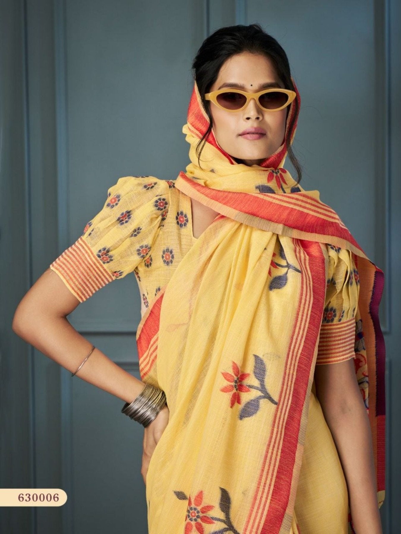 Linen Saree - back view