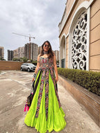 Navratri Ruffle Lehenga Choli With Bangalorey Sequence Embroidered Blouse for women | Snyvia