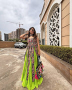 Navratri Ruffle Lehenga Choli With Bangalorey Sequence Embroidered Blouse embroidery close-up