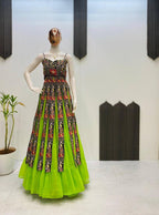 Navratri Ruffle Lehenga Choli With Bangalorey Sequence Embroidered Blouse styling view
