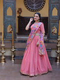 Pink Cosmos Silk Lehenga Choli with Zari Sequins Work for women | Snyvia