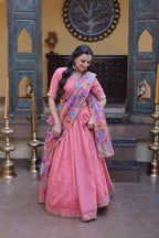 Cosmos Silk Lehenga Choli with Zari Sequins Work blouse and dupatta detail