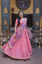 Cosmos Silk Lehenga Choli with Zari Sequins Work back view