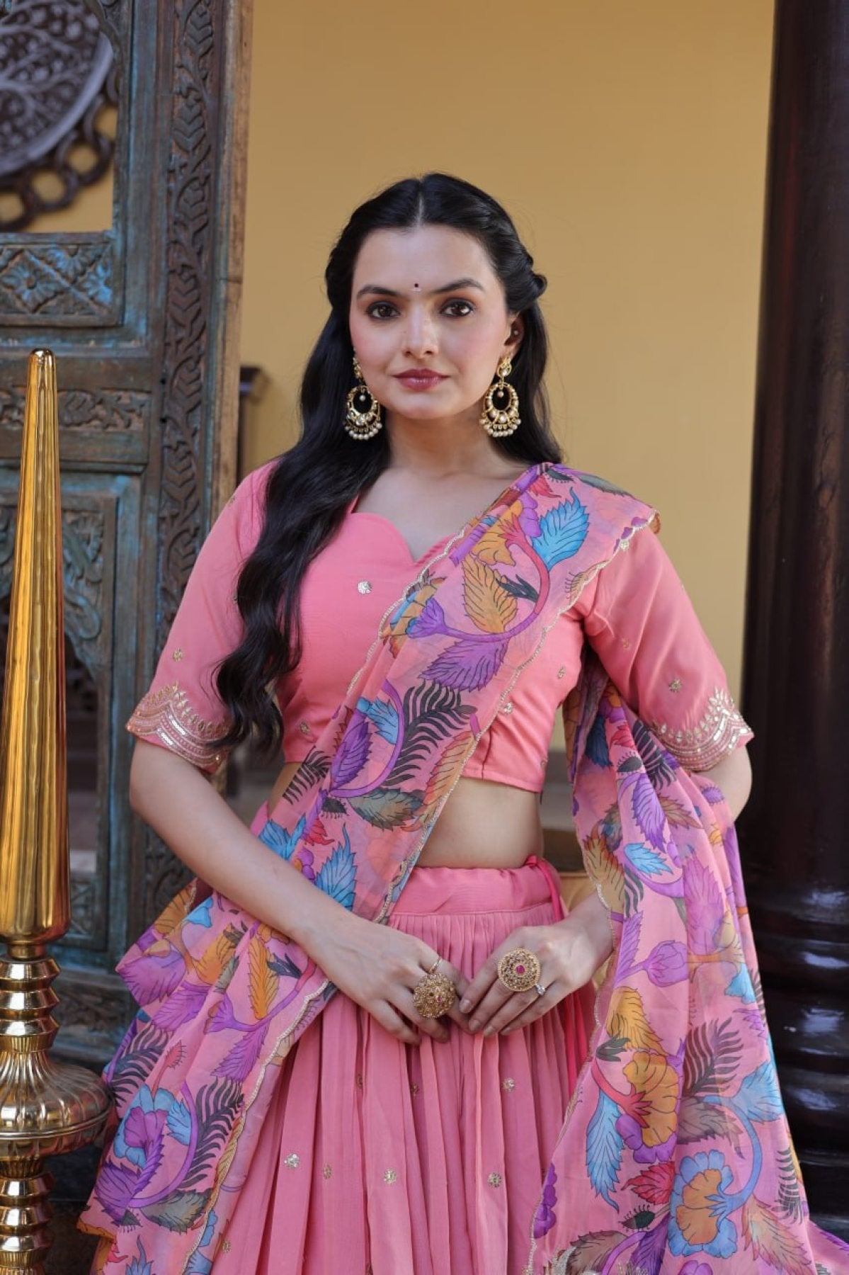 Cosmos Silk Lehenga Choli with Zari Sequins Work colour variant view