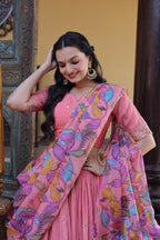 Cosmos Silk Lehenga Choli with Zari Sequins Work embroidery close-up