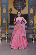 Cosmos Silk Lehenga Choli with Zari Sequins Work back view