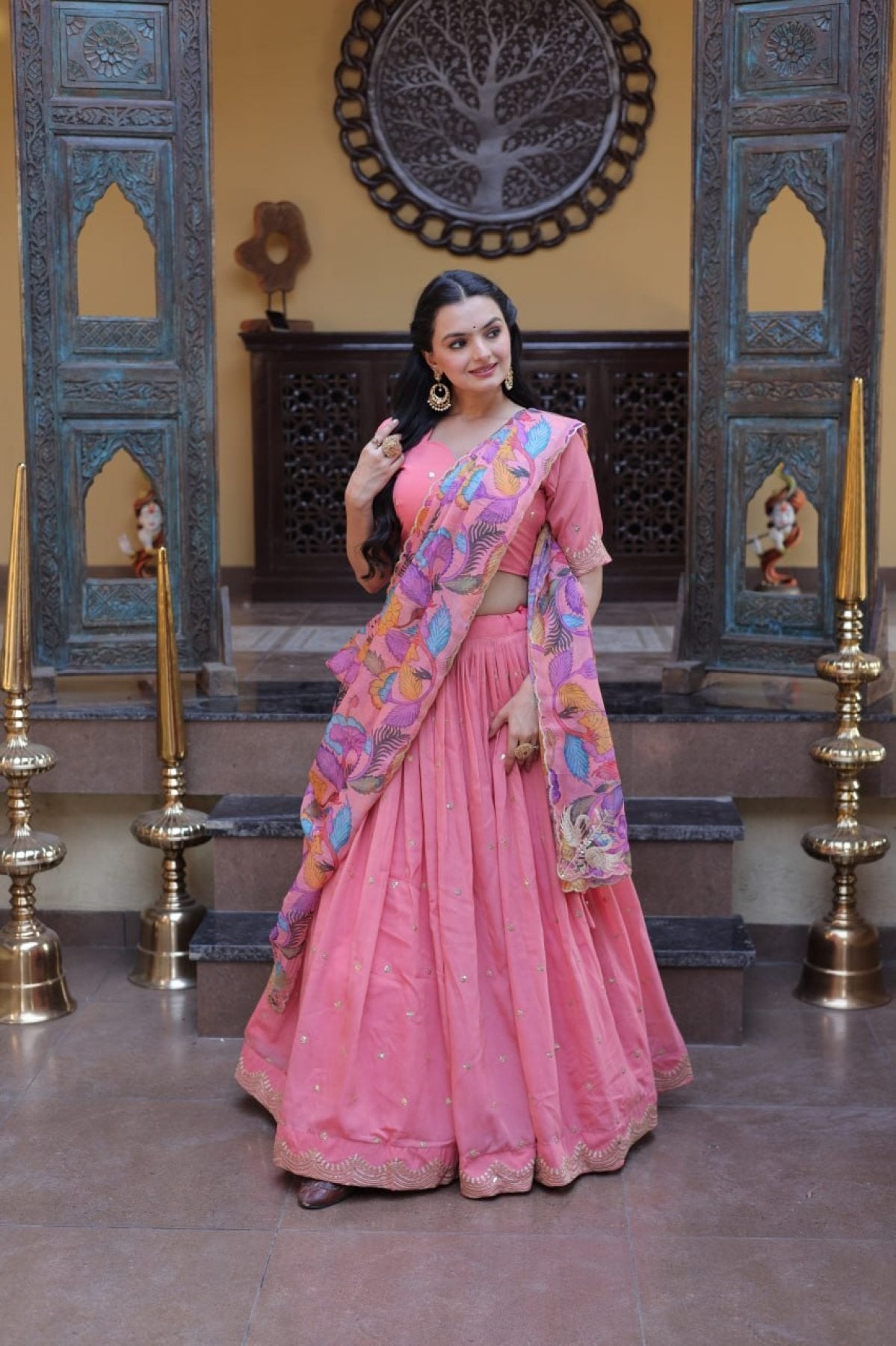 Cosmos Silk Lehenga Choli with Zari Sequins Work colour variant view