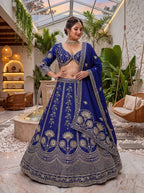 Chinon Silk Plus Size Lehenga Choli with Zari Sequins Embroidery full drape view