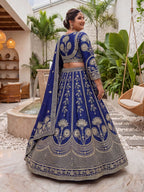 Chinon Silk Plus Size Lehenga Choli with Zari Sequins Embroidery detailed view