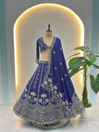 Chinon Silk Plus Size Lehenga Choli with Zari Sequins Embroidery fabric texture detail