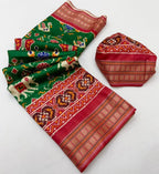 Green Patola Saree - drape and pallu detail