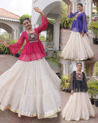 Navratri Kora Cotton Lehenga Choli with Kutchi Gamthi Patchwork styling view